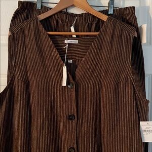 Marc Ware vest pants suit lagenlook Linen pinstripe NWT